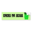 Cartoon Frankenstein CHICKS dig SCARS bumper stickers
