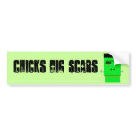 Cartoon Frankenstein CHICKS dig SCARS bumper stickers