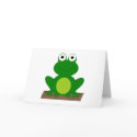Cartoon frog on a log cards