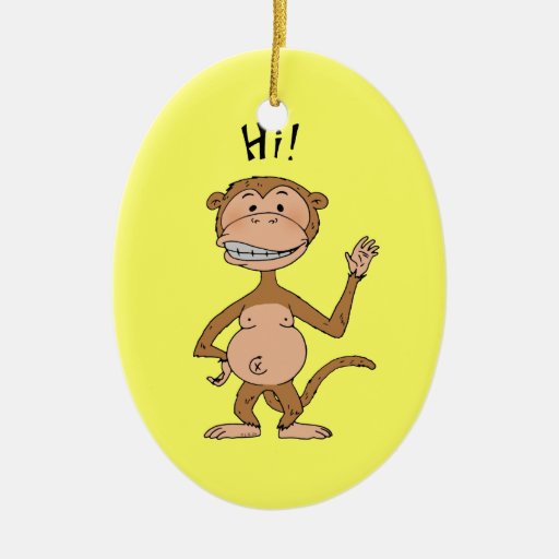 Cartoon funny monkey (Hi! & Bye!) Christmas Ornaments