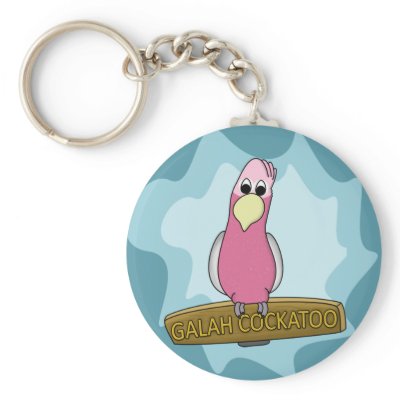 Cartoon Galah Cockatoo Keychain by MenagerieMayhem