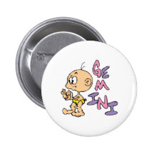 Cartoon Gemini Pinback Buttons