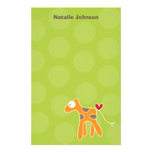 Cartoon Giraffe Kid Personal /Thank You Stationery