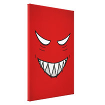 Cartoon Grinning Face With Evil Eyes Red canvas prints