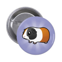Cartoon Guinea Pig (smooth hair) Pinback Buttons
