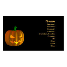 Cartoon Halloween pumpkin on black Business Cards