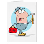 cartoon handyman construction worker character cards