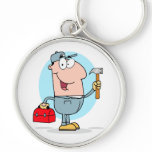 cartoon handyman construction worker character keychains
