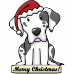 Cartoon Harlequin Great Dane Christmas Ornament photo sculptures