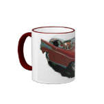 Cartoon hot rod Chevy mugs