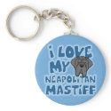 Cartoon I Love My Neapolitan Mastiff keychains