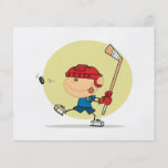 cartoon kid playing ice hockey design flyers