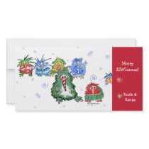 Cartoon Kiwi Merry Christmas Card Customized Photo Card