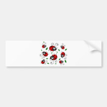 Cartoon ladybugs pattern bumper sticker
