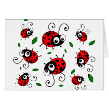 Cartoon ladybugs pattern card