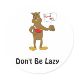 Cartoon Lazy Owl Round Stickers