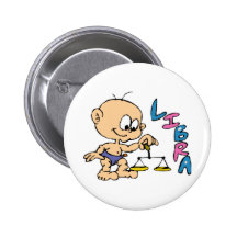 Cartoon Libra Pinback Button