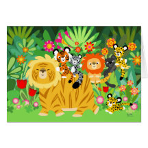 Cartoon Liger and Friends Greeting Card