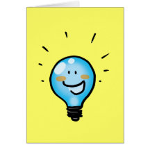 Cartoon light bulb character cards