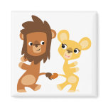 Cartoon Lion and Lioness  dancing magnet