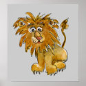 Cartoon Lion Poster Print