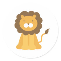 Cartoon Lion Round Sticker
