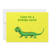 Cartoon Lizard Kids Reptile Birthday Invitations
