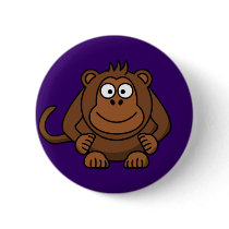 Cartoon Monkey. Pinback Button