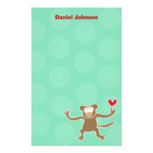 Cartoon Monkey Kid Personal / Thank You Stationery