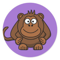 Cartoon Monkey. Round Sticker