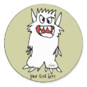 Cartoon Monster Personalised Round Stickers