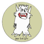Cartoon Monster Personalised Round Stickers
