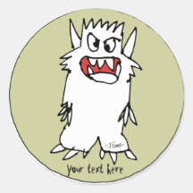 Cartoon Monster Personalised Round Stickers