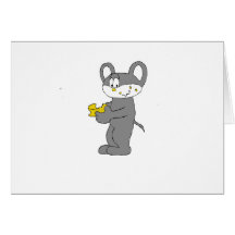 Cartoon Mouse With Cheese Greeting Card
