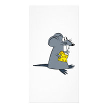 Cartoon Mouse with Cheese Personalized Photo Card