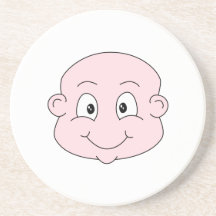 Cartoon of a cute baby, smiling. beverage coasters