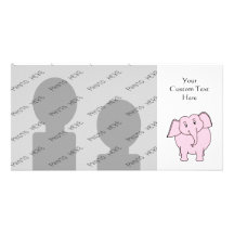 Cartoon of a Pink Elephant Photo Cards