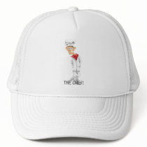 Cartoon of Chef with funny sayings Trucker Hats