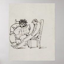 Cartoon of William Morris (1834-96) reading poetry Print
