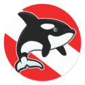 Cartoon Orca Dive Flag stickers