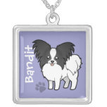 Cartoon Papillon (add your pets name) Custom Necklace