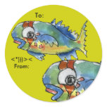 Cartoon Parrot Fish Personalized Labels Stickers