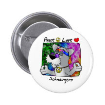 Cartoon Peace Love Schnauzer Buttons
