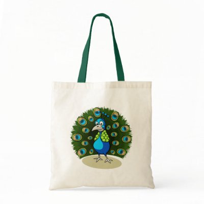 Cartoon Peacock Tote Bags by RandomGames