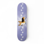 Cartoon Pembroke Welsh Corgi skateboards
