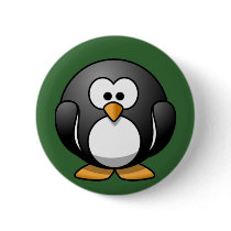 Cartoon Penguin Pinback Button