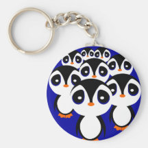 Cartoon Penguin Family Grouping Keychain