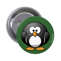 Cartoon Penguin Pinback Button
