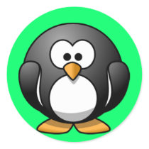 Cartoon Penguin Round Sticker