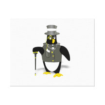 Cartoon Penguin Wearing a Tuxedo Canvas Print